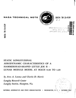 Static Longitudinal Aerodynamic Characteristics of a Hammerhead-Shaped Little Joe II