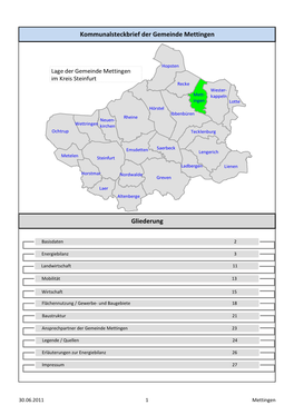 Kommunalsteckbrief Der Gemeinde Mettingen