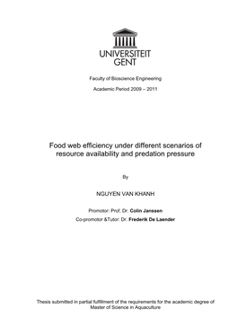 Food Web Efficiency Under Different Scenarios of Resource Availability and Predation Pressure