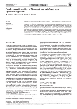 The Phylogenetic Position of Rhopalostroma As Inferred from a Polythetic Approach