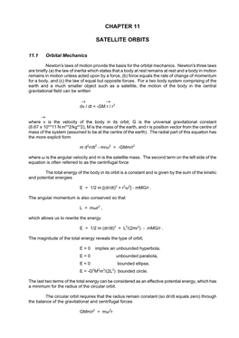 Chapter 11 Satellite Orbits