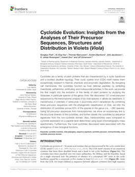 Cyclotide Evolution: Insights from the Analyses of Their Precursor Sequences, Structures and Distribution in Violets (Viola)