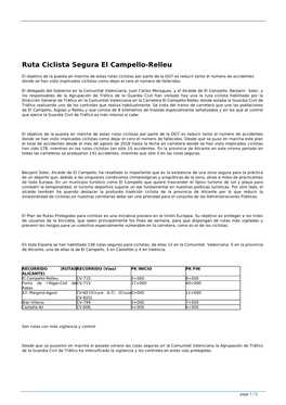 Ruta Ciclista Segura El Campello-Relleu