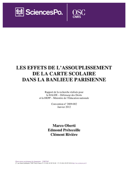 Les Effets De L'assouplissement De La Carte Scolaire Dans La Banlieue