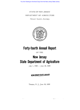 Forty-Fourth Annual Report New Jersey State Department Of