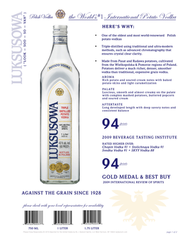 The World's #1International Potato Vodka