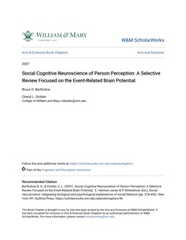 Social Cognitive Neuroscience of Person Perception: a Selective Review Focused on the Event-Related Brain Potential