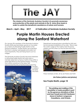 Purple Martin Houses Erected Along the Sanford Waterfront