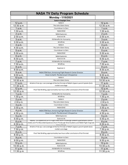 NASA TV Schedule for Web (Week of 1-18-2021).Xlsx