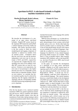 Apertium-Icenlp: a Rule-Based Icelandic to English Machine Translation System