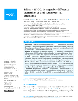 Salivary LDOC1 Is a Gender-Difference Biomarker of Oral Squamous Cell Carcinoma