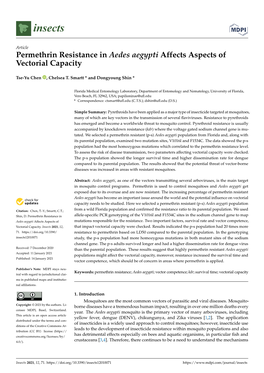 Permethrin Resistance in Aedes Aegypti Affects Aspects of Vectorial Capacity