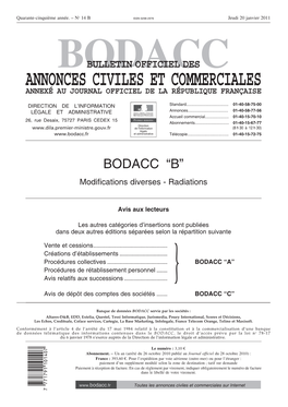 Bodacc Bulletin Officiel Des Annonces Civiles Et