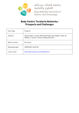 Body-Centric Terahertz Networks: Prospects and Challenges