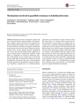 Mechanisms Involved in Pearlfish Resistance to Holothuroid Toxins