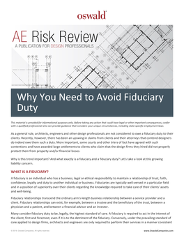 Why You Need to Avoid Fiduciary Duty