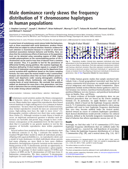 Male Dominance Rarely Skews the Frequency Distribution of Y Chromosome Haplotypes in Human Populations