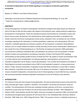 A Mesoderm-Independent Role for Nodal Signaling in Convergence & Extension Gastrulation 2 Movements 3 4 Margot L.K