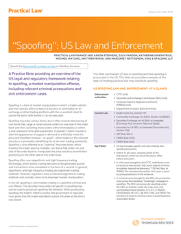“Spoofing”: US Law and Enforcement