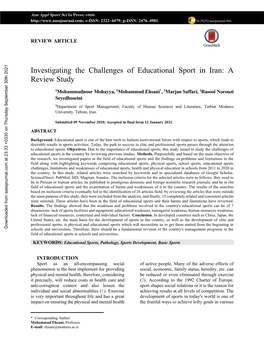 Investigating the Challenges of Educational Sport in Iran: a Review Study