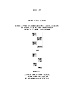 Trade Mark Opposition Decision (O/281/03)