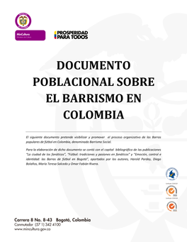 Documento Poblacional Sobre El Barrismo En Colombia