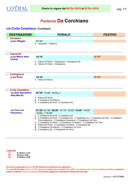 Partenze Da Corchiano Via Civita Castellana, Corchiano