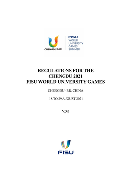 Regulations for the Chengdu 2021 Fisu World University Games