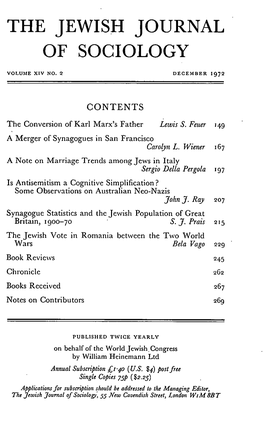 The Jewish Journal of Sociology