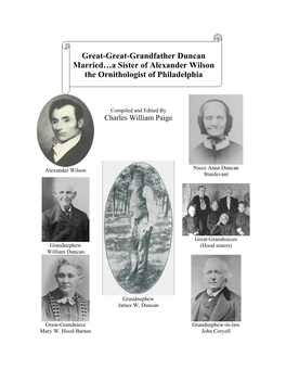 Great-Great-Grandfather Duncan Married…A Sister of Alexander Wilson the Ornithologist of Philadelphia