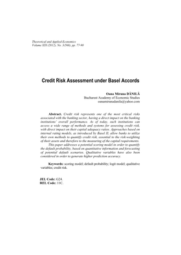 Credit Risk Assessment Under Basel Accords