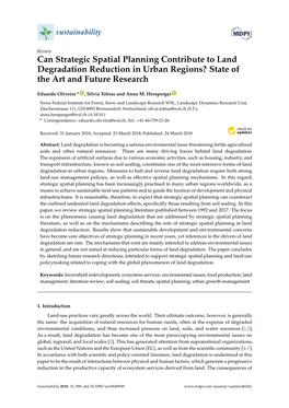 Can Strategic Spatial Planning Contribute to Land Degradation Reduction in Urban Regions? State of the Art and Future Research