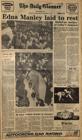 Edna Manley Laid to Rest. Daily Gleaner, February, 16, 1987, Pages 1, 3 &