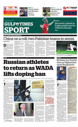 Russian Athletes to Return As WADA Lifts Doping
