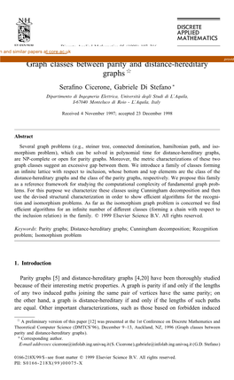 Graph Classes Between Parity and Distance-Hereditary Graphs)