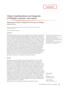 Clinical Manifestations and Diagnosis of Whipple's Disease: Case Report