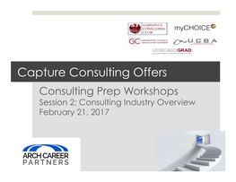 Capture Consulting Offers Consulting Prep Workshops Session 2: Consulting Industry Overview February 21, 2017