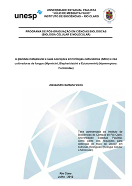 JÚLIO DE MESQUITA FILHO” Unesp INSTITUTO DE BIOCIÊNCIAS – RIO CLARO