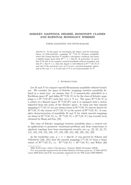 Sobolev Mappings, Degree, Homotopy Classes and Rational Homology Spheres