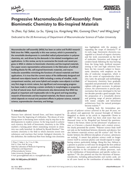 Progressive Macromolecular Selfassembly: from Biomimetic