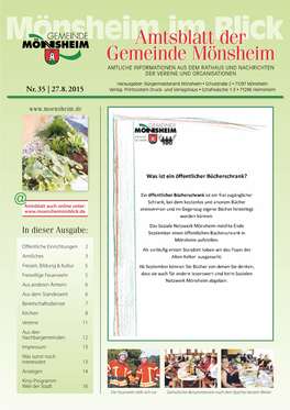 Amtsblatt Der Gemeinde Mönsheim