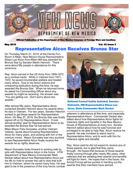 Representative Alcon Receives Bronze Star