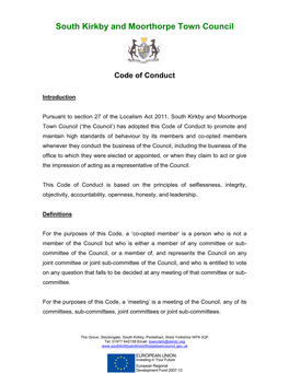 South Kirkby and Moorthorpe Town Council Code of Conduct