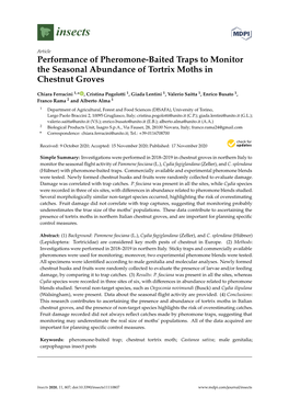 Performance of Pheromone-Baited Traps to Monitor the Seasonal Abundance of Tortrix Moths in Chestnut Groves