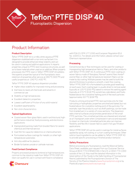 Teflon™ PTFE DISP 40 Fluoroplastic Dispersion