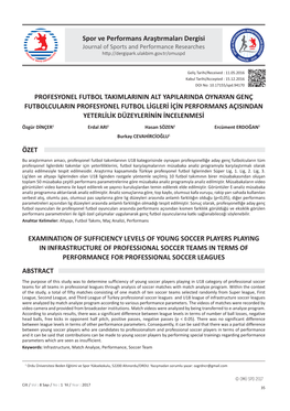 Spor Ve Performans Araştırmaları Dergisi PROFESYONEL FUTBOL