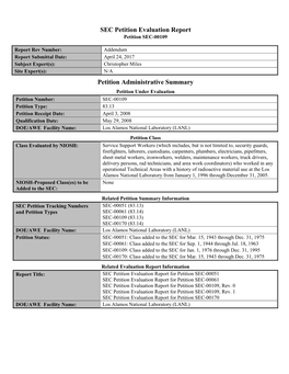 SEC-00109, Petition Evaluation Report, Los Alamos National