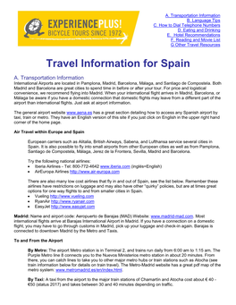 Travel Information for Spain