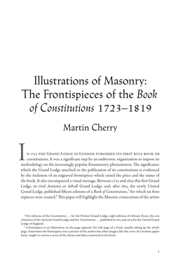 The Frontispieces of the Book of Constitutions 1723–1819 Martin Cherry