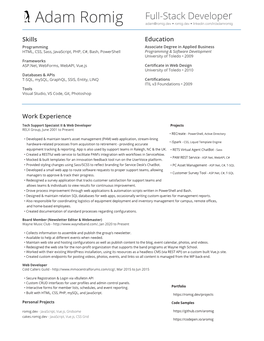 Adam Romig Adam@Romig.Dev • Romig.Dev • Linkedin.Com/In/Adamromig